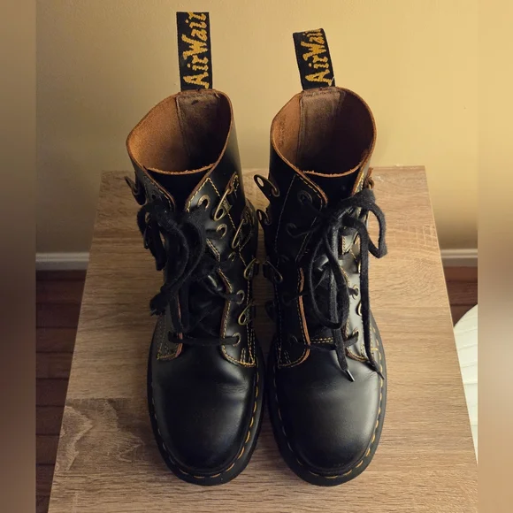 Dr. Martens Black Collier Bex Black Leather Double-laced Boots - Picture 4 of 9